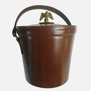 Vintage Bosca Ice Bucket Insulated MCM Brown Leather Brass Handle